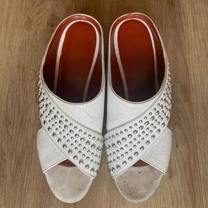 COPY - Phillip Lim size 37.5 criss cross white cube open toe slip on shoes.
